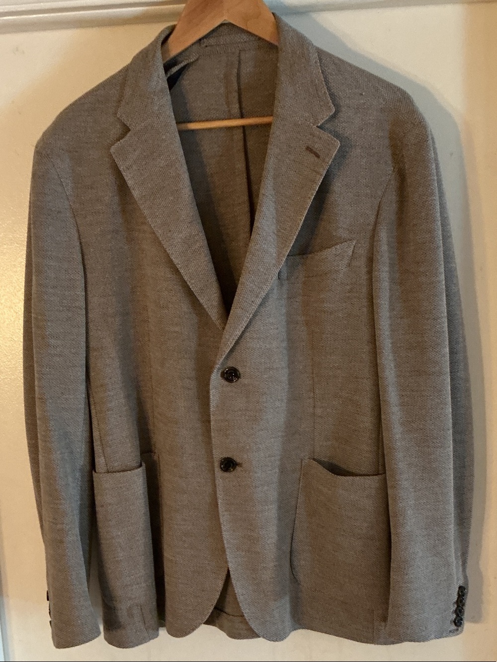 Eleventy Light Gray Knit Two-Button Blazer